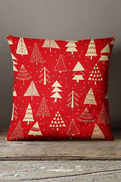 INSENSE HOME Velvet Babyface Red Yellow Christmas Themed Digital Printed Throw Pillow Pillow Case - Cgh303