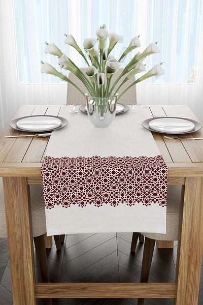 Cango Home Roșu Claret Motiv Ramadan Model Decorativ Imprimat Digital Runner Cgh1321-rn