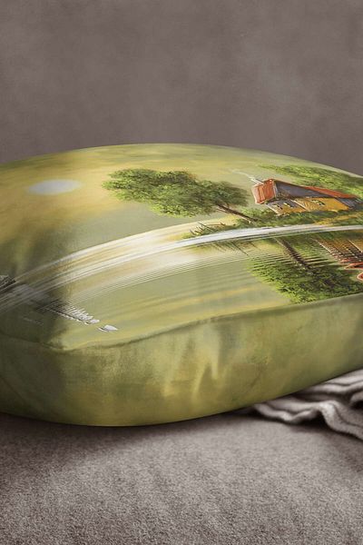 INSENSE HOME Velvet Babyface Green Yellow Nature View Throw Pillow Pillow Case - Cgh145