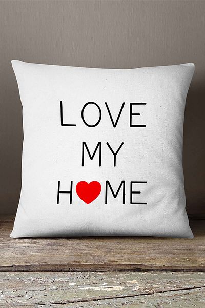 INSENSE HOME Velvet Babyface Alb Negru Love My Home Față de pernă cu imprimare digitală - Cgh453