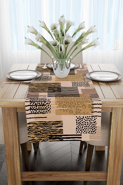 Cango Home Maro Negru Modern Leopard Print Digital Runner - Cgh358-rn