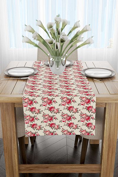 Cango Home Ροζ Μπεζ Floral Runner - Cgh201-rn