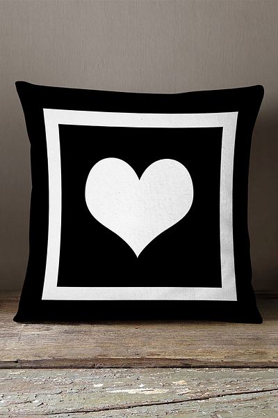 INSENSE HOME Husă de pernă din catifea Babyface cu litere duble laterale - inimă - 43x43 cm