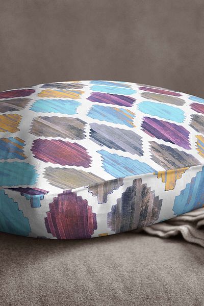 INSENSE HOME Velvet Babyface Violet Albastru Față de pernă cu model etnic modern - Cgh267