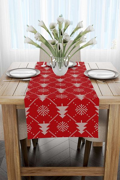 Cango Home Red Christmas Themed Digital Printed Runner Cgh222-rn