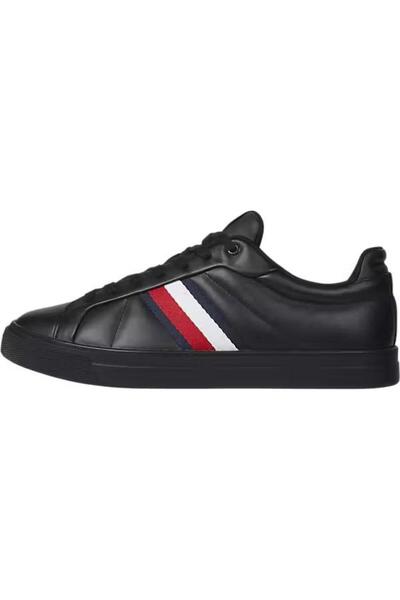 Tommy Hilfiger Black Men's Sneakers Icon Court Lth Stripes