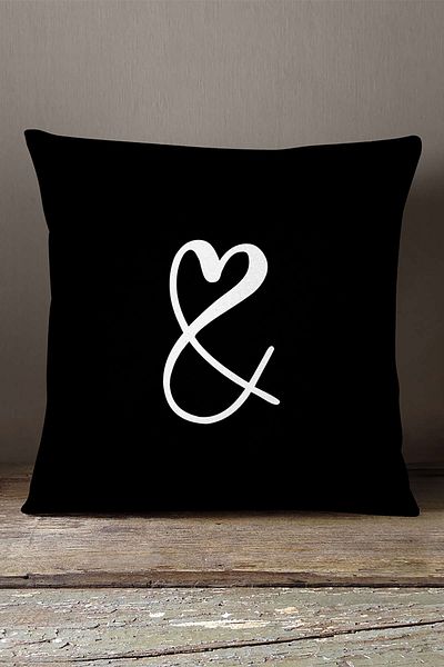 INSENSE HOME Husă de pernă Velvet Babyface Black White & Mark imprimată digital - Negru - Cgh319