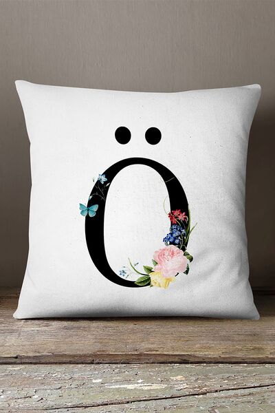 INSENSE HOME Velvet Babyface Double Sided Red Floral Letter Throw Pillow Cover - OO Letter