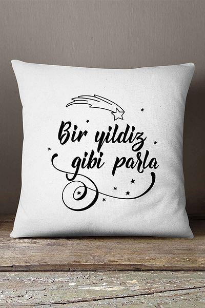 INSENSE HOME Velvet Babyface, alb, negru, strălucitor ca o stea, husă de pernă cu imprimeu scris - Cgh413