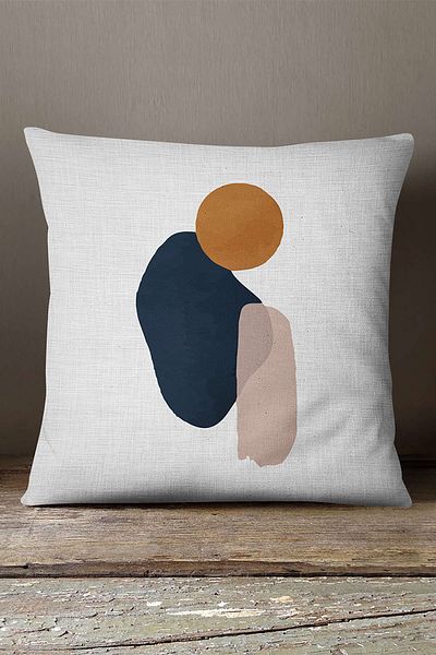 INSENSE HOME Βελούδινο Babyface Beige Navy Blue Bohemian Style Leaf μοτίβο με εμπριμέ μαξιλαροθήκη Cgh701