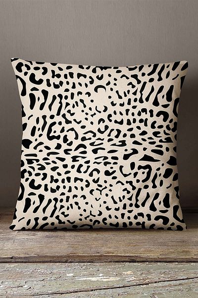 INSENSE HOME Husă de pernă din catifea Babyface, negru, bej, cu model leopard, imprimare digitală - Cgh363