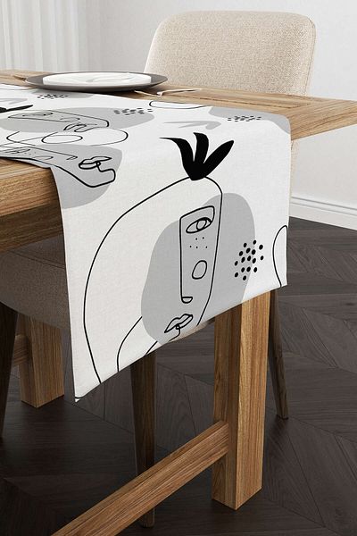 Cango Home Negru Gri Modern Figura Model Runner - Cgh246-rn
