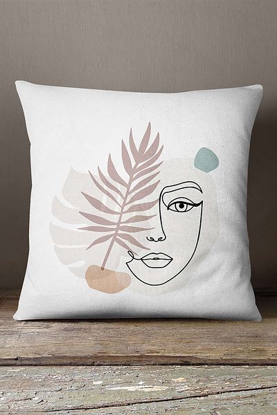 INSENSE HOME Velvet Babyface, alb, negru, modern, siluetă, model, imprimare digitală, pernă, husă de pernă Cgh525