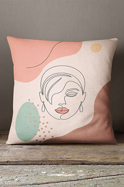 INSENSE HOME Оксамитова наволочка Babyface рожево-зелена з абстрактним сучасн...