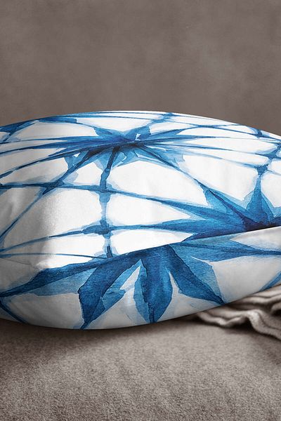 INSENSE HOME Față de pernă decorativă abstractă catifea Babyface albastru alb - Cgh187