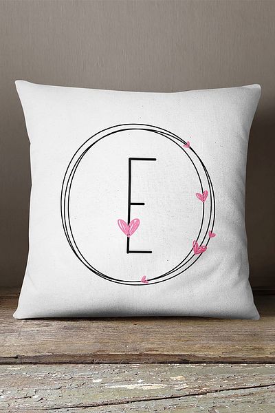 INSENSE HOME Βελούδινο Babyface Κάλυμμα μαξιλαριού με γράμματα καρδιάς διπλής όψης - γράμμα E