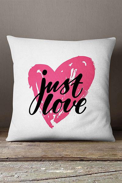 INSENSE HOME Βελούδινο Babyface Λευκό Ροζ Μοντέρνο Just Love Written Ψηφιακή εκτύπωση Μαξιλαροθήκη Ριχτάρι - Cgh436