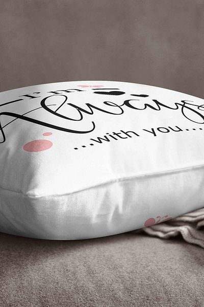INSENSE HOME Velvet Babyface White Pink I'm Always With You Written Digital Printing Throw Μαξιλαροθήκη - Cgh424