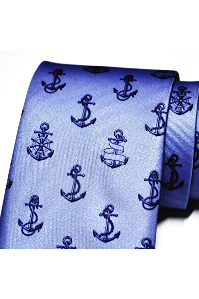 Eyida El Yapımı Çıpa Desenli Dijital Baskı Denizci Kravat (MAR017)
