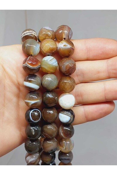 Yasamtohumu 14mm fasetirani kroj komad ahat kamenja - niz (54362)