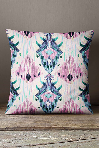 INSENSE HOME المخملية Babyface الوردي الأزرق وسادة رمي الزخرفية العرقية - Cgh183