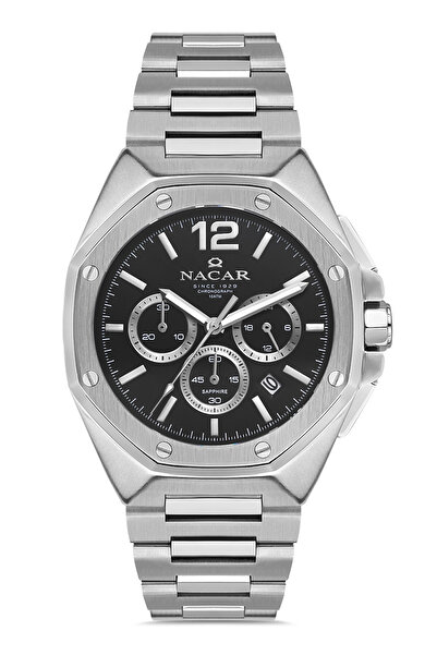 Nacar Safir Cam Spor Gümüş Erkek Kol Saati Nc08-29430493-absm