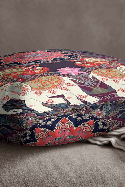 INSENSE HOME Velvet Babyface Red Orange Luck and Blessings Elephant Ethnic Kirent Case - Cgh283