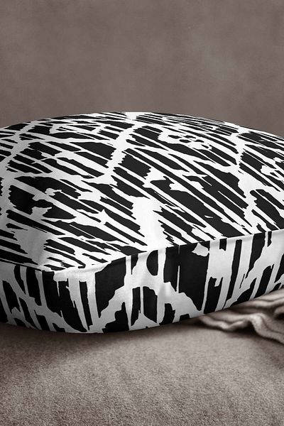 INSENSE HOME Husă de pernă catifea Babyface alb-negru cu model etnic boem - Cgh229