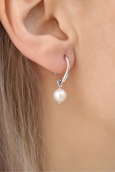 Nox Jewelry 925 Ayar Gümüş Gerçek Ve Doğal Tatlısu Incisi Küpe Çap:7mm Ep00105