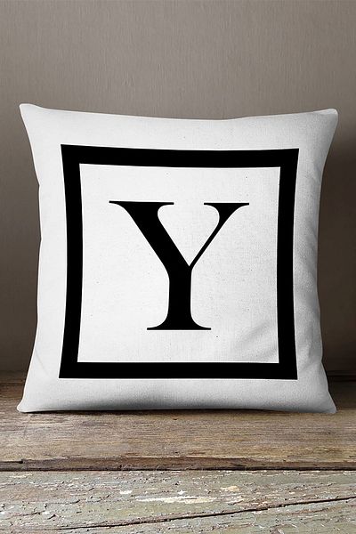 INSENSE HOME Βελούδινο Babyface Διπλής Όψης Μαύρο και άσπρο γράμμα Ψηφιακή εμπριμέ θήκη μαξιλαριού - Y