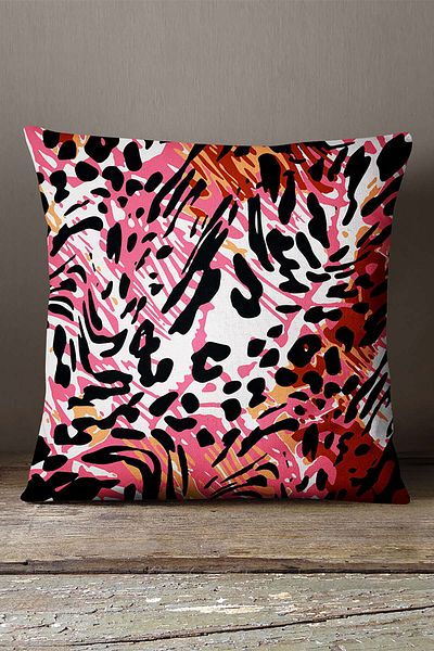 INSENSE HOME Husă de pernă din catifea Babyface, roz, negru, cu model leopard, imprimare digitală - Cgh385