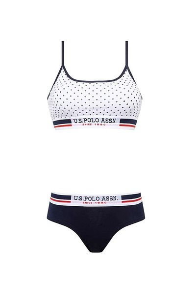 U.S. Polo Assn. White Polka Dot Bustier Red Shorts Set