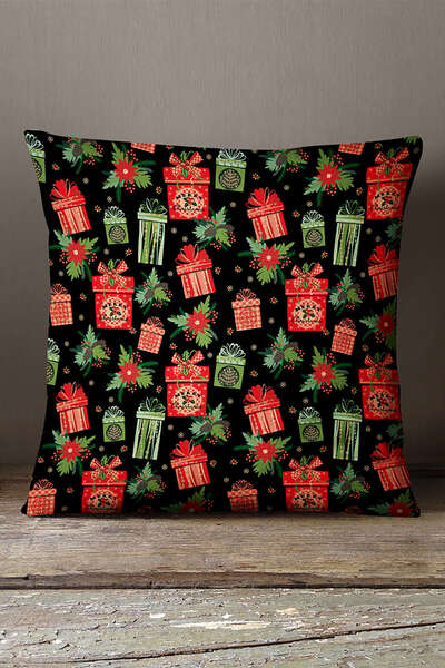 INSENSE HOME Velvet Babyface Red Black Christmas Themed Digital Printed Throw Pillow Pillow Case - Cgh300