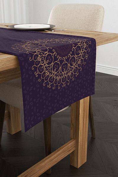Cango Home Runner cu imprimare digitală cu motive tematice Ramadan violet Cgh1287-rn