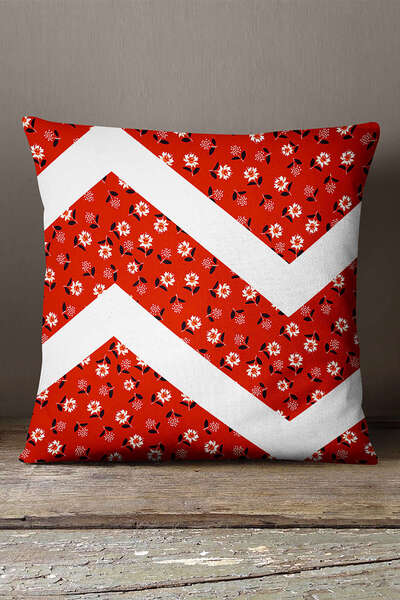 INSENSE HOME Кадифе Babyface Червоно-біла квіткова геометрична наволочка для ...