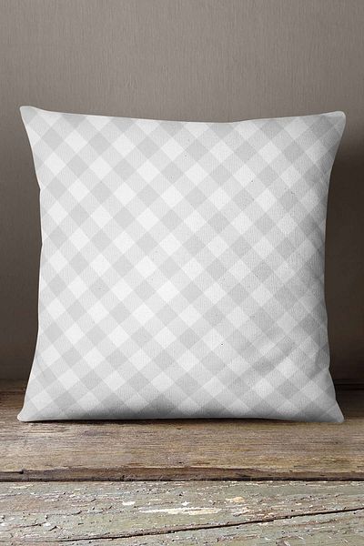 INSENSE HOME Husă de pernă catifea Babyface, gri alb, în carouri - Kd-cgh1043