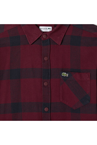 Lacoste Erkek Regular Fit Ekose Bordo Gömlek