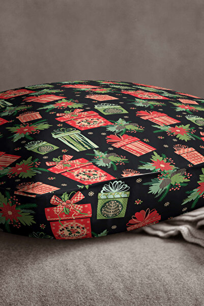 INSENSE HOME Velvet Babyface Red Black Christmas Themed Digital Printed Throw Pillow Pillow Case - Cgh300