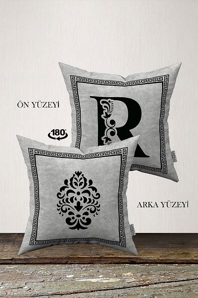 INSENSE HOME Husă de pernă din catifea Babyface cu litere duble laterale - Litera R