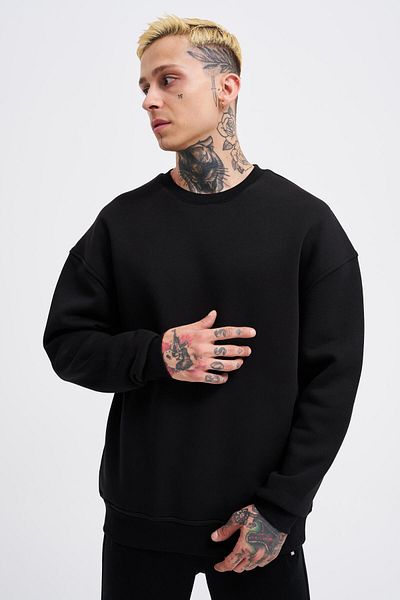 Machinist Ανδρικό φούτερ Basic Crew Neck Oversize Μαύρο