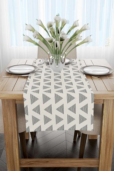 Cango Home Κρεμ μαύρο Bohemian Scandinavian μοτίβο ψηφιακό τυπωμένο Runner Cgh1225-rn