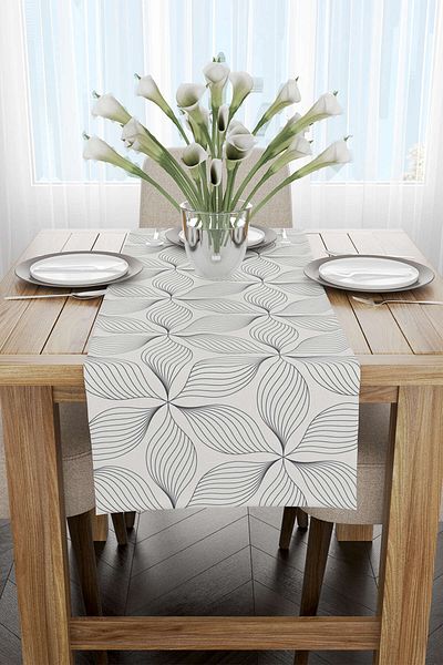 Cango Home Runner cu model floral decorativ alb negru - Cgh029-rn