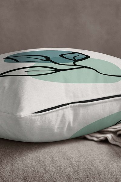 INSENSE HOME Catifea Babyface Albastru Portocaliu Stil Modern Frunze Model Imprimat Husa de Perna Cgh665