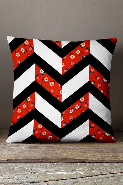 INSENSE HOME Кадиффе Babyface Червоно-біла квіткова геометрична наволочка для...