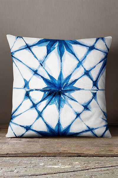 INSENSE HOME Față de pernă decorativă abstractă catifea Babyface albastru alb - Cgh187