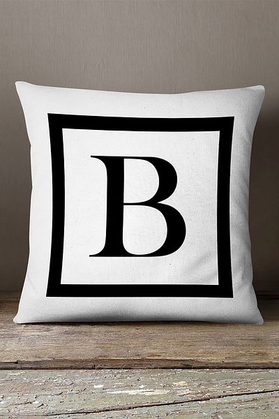 INSENSE HOME Husă de pernă din catifea Babyface, cu două fețe, cu litere alb-negru, imprimată digital - B