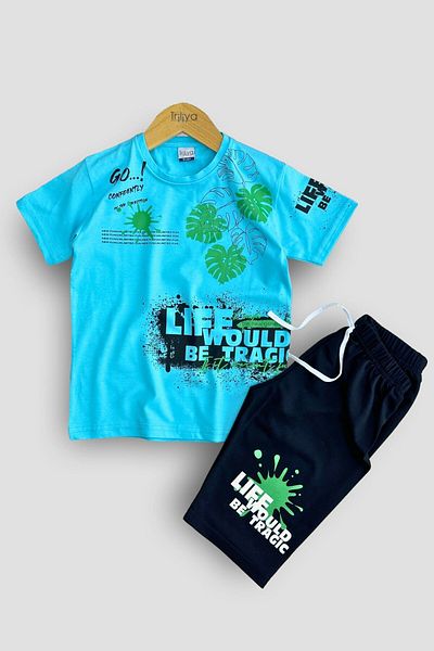 TRİLİYA Colors of Spring Floral Print T-Shirt and Capri Set for Kids