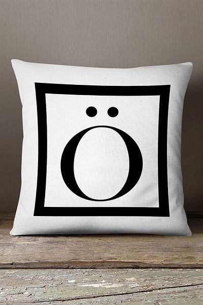 INSENSE HOME Husă de pernă din catifea Babyface, cu două fețe, cu litere alb-negru, imprimată digital - Ö