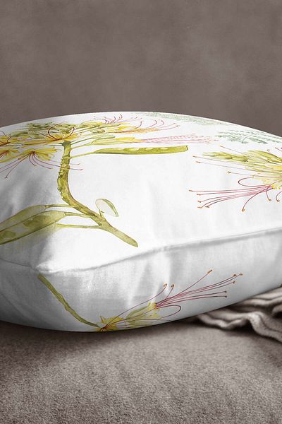 INSENSE HOME Fetă de pernă din catifea Babyface, albă, galbenă, florală - Cgh036