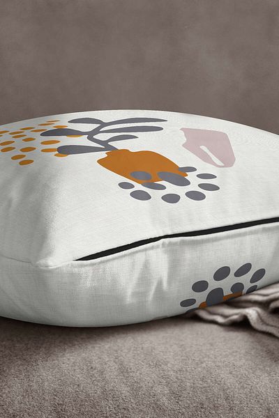 INSENSE HOME Velvet Babyface, gri, galben, stil boem, model de frunze, imprimat digital, husă de pernă Cgh641
